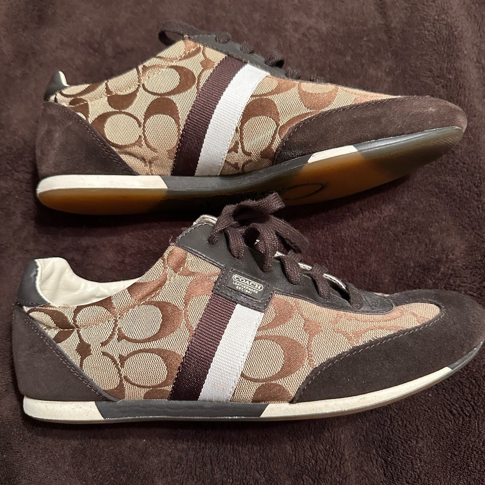 Coach Signature Brown and Cream Sneakers